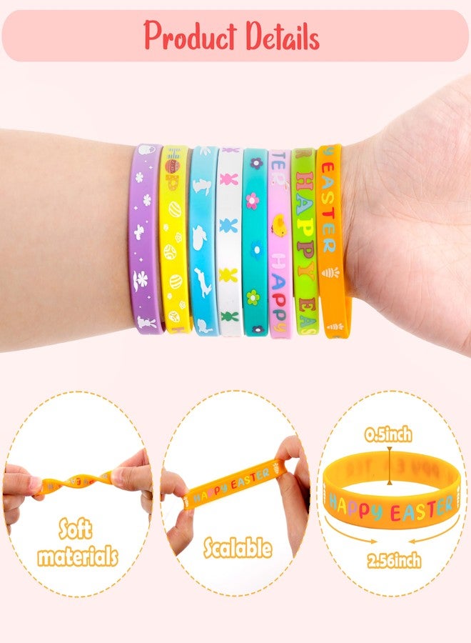 Moon Boat 74pcs Easter Basket Stuffers Wristbands for Kids, Egg Fillers Bulk , Rubber Wristband Gifts, Party Favors for Boys Girls - Image 5